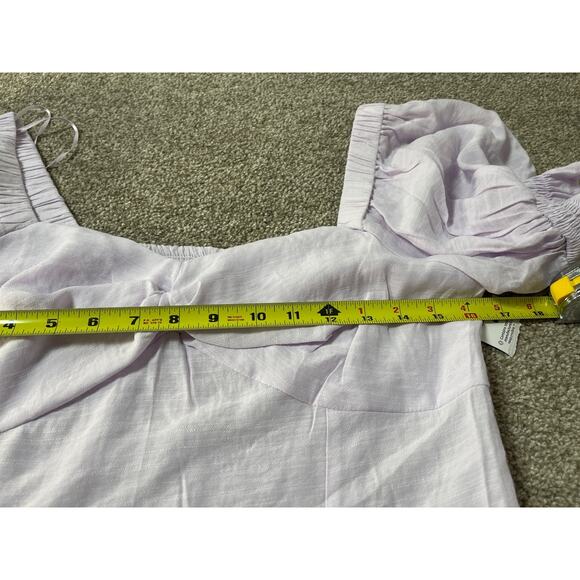 NWT Nine West Cottage Western Boho Puffed Sleeve Ruffles V-neck Top Lilac L - Picture 10 of 10